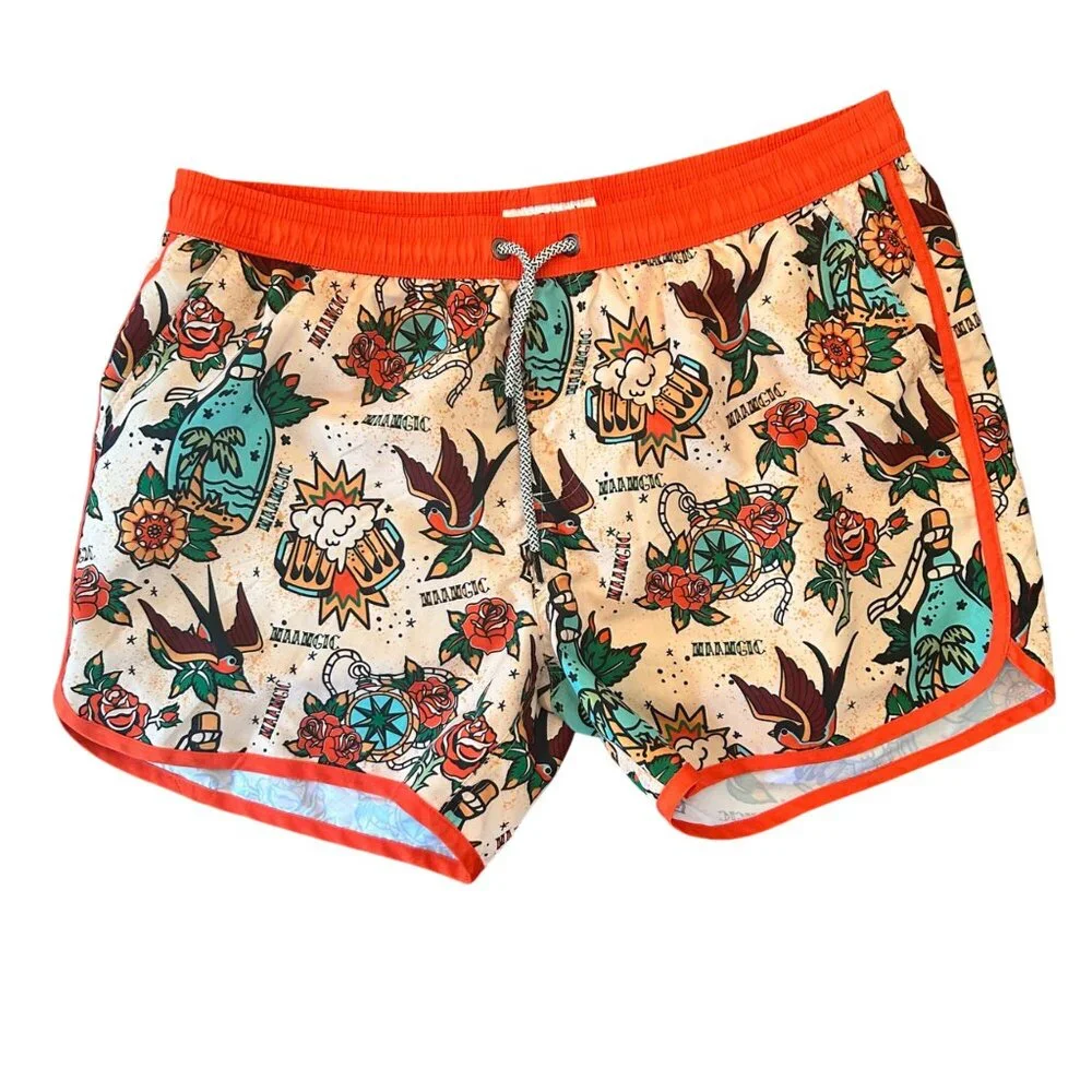 MAAMGIC Traditional Tattoo Novelty Print Classic Swim Trunks XXL